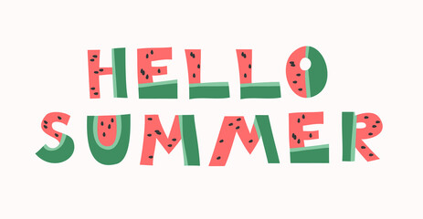 Cartoon Funny Watermelon Font. Hand Drawn Vector Fruit Alphabet. Vegan Illustration Summet Text