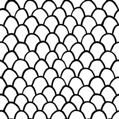 Hand Drawn Squama Seamless Pattern. Vector Illustration Scales or Doodle Texture Surface. Artistic Background for Graphic Design or Fabric