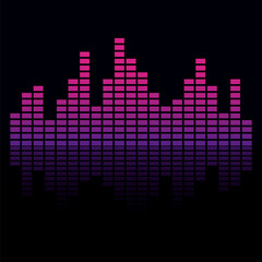 Frequency audio waveform, music wave HUD interface elements, voice graph signal. Vector illustration.