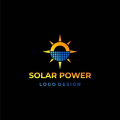Modern, bold and clean logo about solar power on a black background.
EPS 10, Vector.
