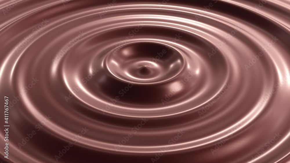 Poster realistic looping 3d animation of the waving chocolate surface as background rendered in uhd