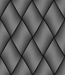 Seamless op art diamonds pattern with wavy lines texture.