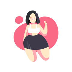 cute chubby girl smiling and waving hand