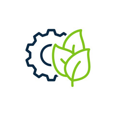 Leaf and gear. Eco industry icon concept isolated on white background. Vector illustration