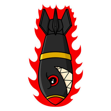 recommend clip art: Illustration of cartoon bomb. Design element for logo, label, sign, emblem, poster. Vector illustration