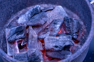 make a fire with charcoal.