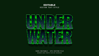 Underwater Text Style in Dark Blue and Green with Rough Rock Texture Effect