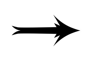 A flat black arrow icon. Direction sign, navigation button. Good for projects.	