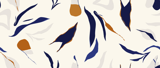 Handgezeichneter zeitgenössischer abstrakter Druck. Nahtloses Muster der kreativen Collage. Modische Vorlage für Design. © Irina
