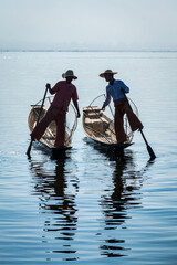 Burmese fisherman at Inle lake, Myanmar