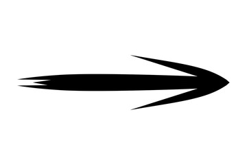 A flat black arrow icon. Direction sign, navigation button. Good for projects.	
