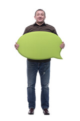 Fototapeta premium in full growth. mature man with a speech bubble .