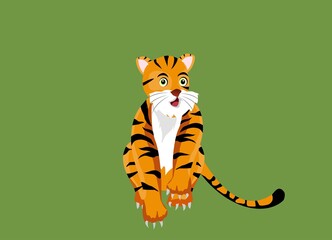 Fototapeta na wymiar Funny Cartoon cute tiger vector