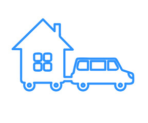 Mobile home on a white background. House on wheels. Vector illustration.