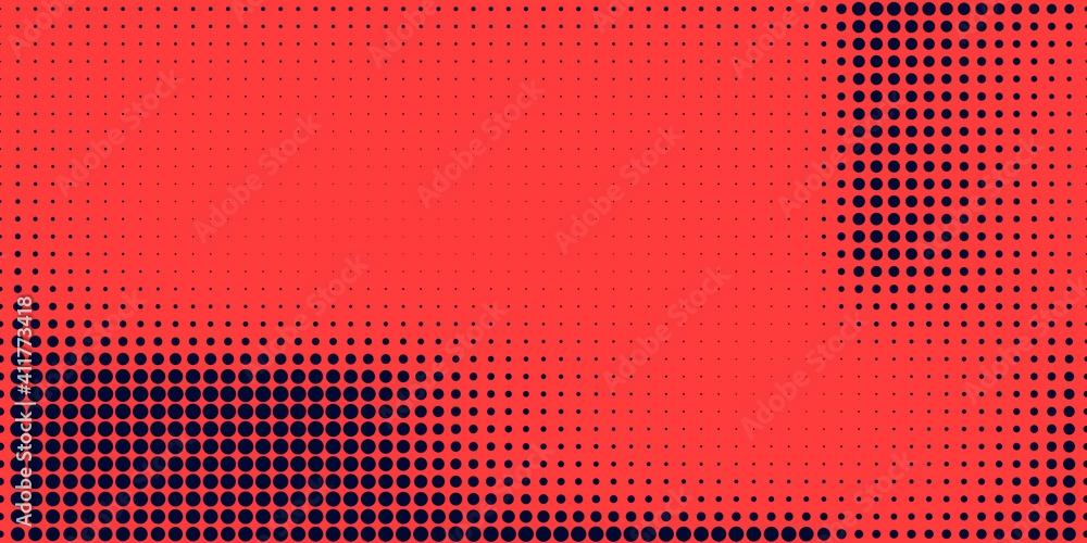 Poster halftone in abstract style. geometric retro banner vector texture. modern print. dark blue and red b
