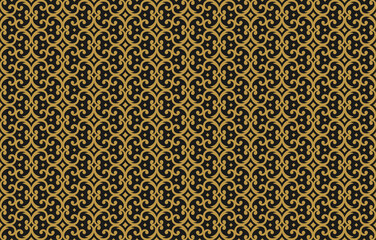 Vintage ornament seamless vector pattern damask gold ornate vignettes swirls