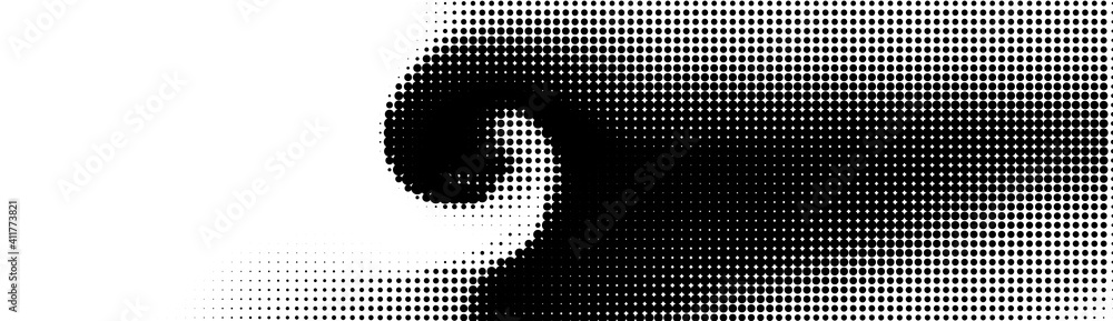 Aufkleber halftone in abstract style. geometric retro banner vector texture. modern print. white and black bac