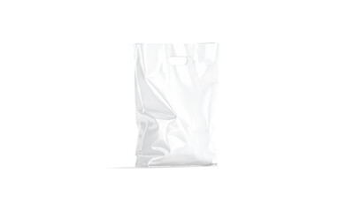 Blank white small full die-cut splastic bag, handle hole mockup
