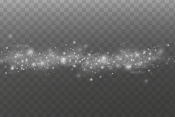 Glow light effect. Vector illustration. Christmas flash. dust.Snow and wind on a transparent background. Winter and snow.Vector