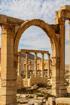 The ancient city of Palmerya in the Syrian desert in April 2020