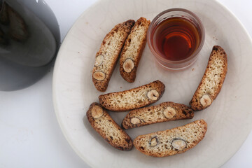 typical catalan pastry with nuts and liquor