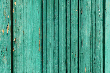 old wood background. wooden planks painted in green