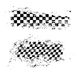 Fototapeta Race flag grunge pattern, vector checkered monochrome sport racing flag texture isolated on white background. Symbol for motocross sports tournament, car rally competition, checker design element obraz