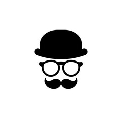 Gentleman icon isolated on white background. Silhouette of man's head with moustache