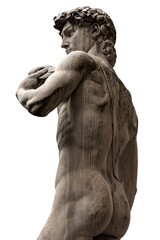 Statue of the David by Michelangelo Buonarroti isolated on white background, masterpiece of...