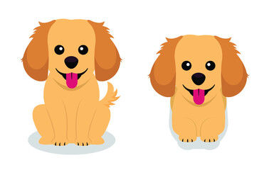 Cute dog sitting and sleep cartoon vector illustration. flat cartoon style. Golden retriever cartoon vector.