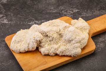 Raw meat schnitzel for roast