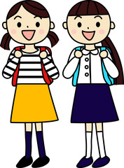 ランドセルを背負った女の子2人
