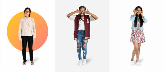 Diverse student group mockup collection