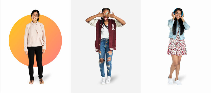 Diverse student group mockup collection