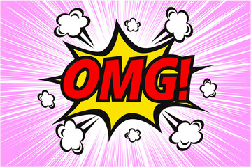 Obraz premium OMGの文字のアメコミ風の吹き出しいイラスト素材