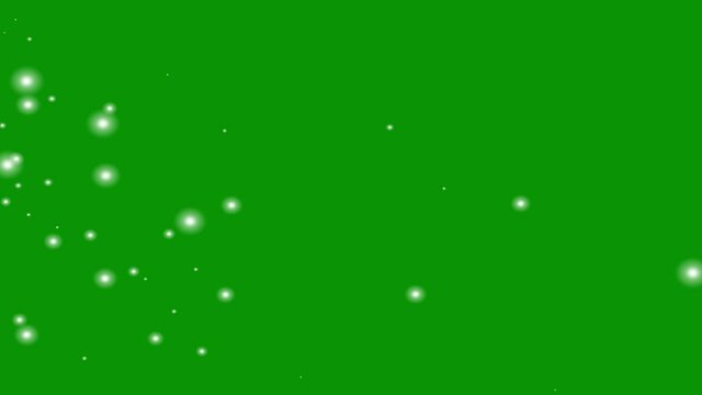Flying white particles motion graphics with green screen background