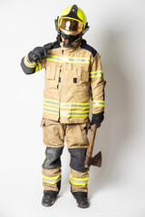 firefighter man on white background