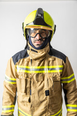 firefighter man on white background