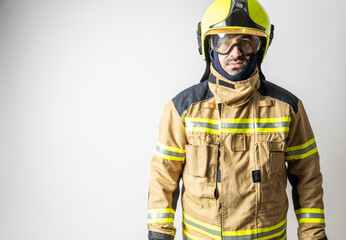 firefighter man on white background