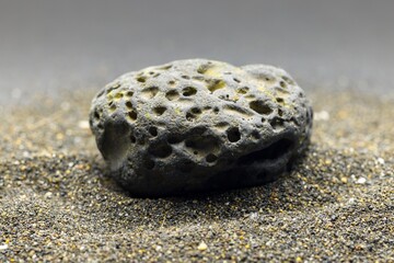 Smoke whirling around small meteorite stone