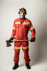 man forest firefighter on white background