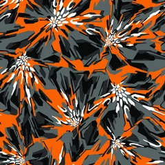 Fototapete Orange Nahtloses Muster der geometrischen Tarnung. Abstrakte moderne endlose polygonale Camo-Textur für Stoff- und Mode- und Vinyl-Wrap-Print-Design. Vektor-Illustration.