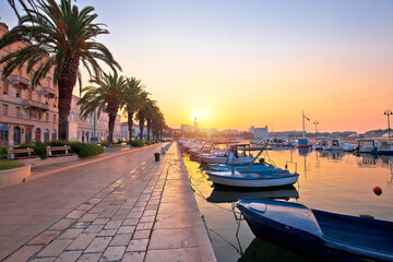 Fototapeta na wymiar City of Split waterfront golden sunrise view