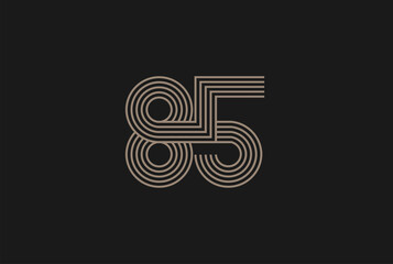 Number 85 Logo, Monogram Number 85 logo multi line style, usable for anniversary and business logos, flat design logo template, vector illustration