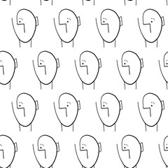 Seamless pattern witn linear art. Continuous line. Modern outine design.