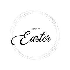 Happy Easter greeting background. Silver round frame greeting. Vector illustration