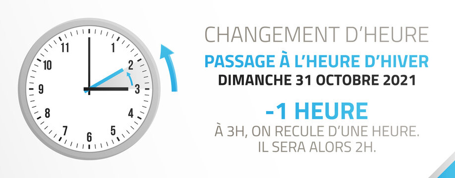 Passage &agrave; l'heure d'hiver - Changement d'heure le 31 Octobre 2021