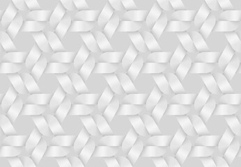 Vector seamless pattern of woven triangular shaped bands. White texture illustration.
