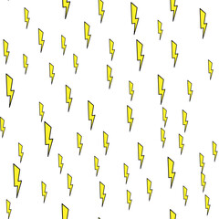 Lightning seamless pattern on white background. Paper print design. Abstract retro vector illustration. Trendy textile, fabric, wrapping. Modern space decoration.