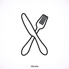 Fork and Knife icon, vector, flat, eps, path, stock 